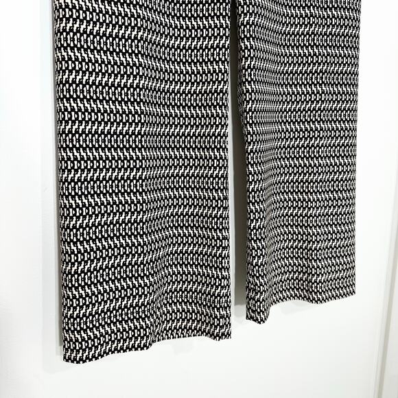 Anthropologie Maeve Colette Cropped Wide Leg Pants | Black‎ White Print | SZ 33T - Picture 7 of 13
